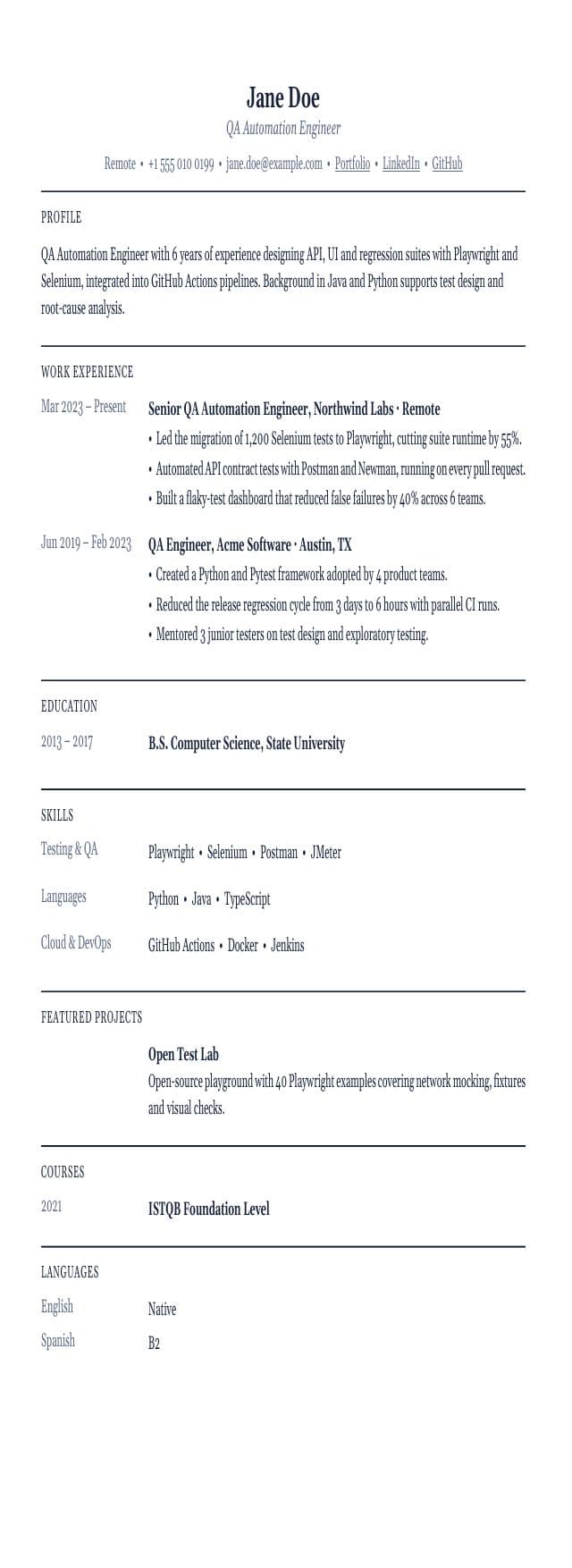 CV en formato ATS generado por careerpilot